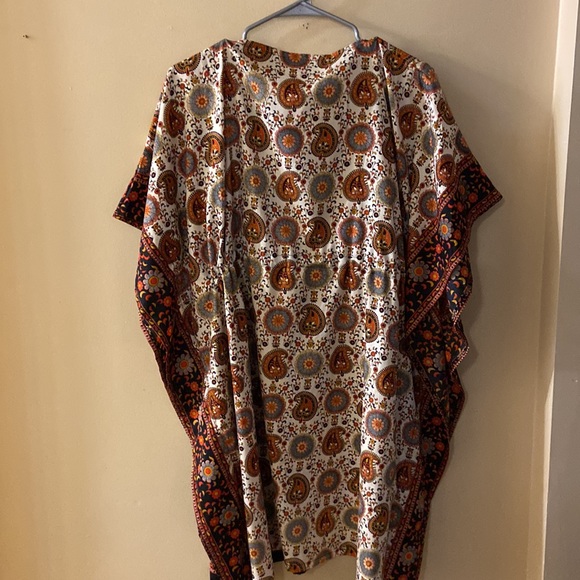 Red & rust paisley midi dress/tunic - one size - NWOT - Picture 9 of 10